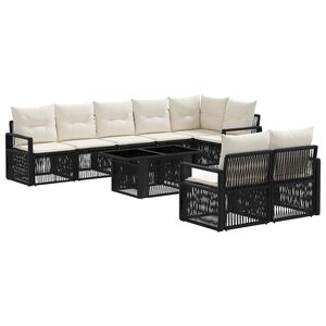 vidaXL Tuinbankenset 9 st Zwart en Cream Wit poly rattan