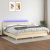 vidaXL Boxspring met matras en LED stof cr&egrave;mekleurig 200x200 cm