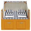 vidaXL Strandstoel met kussens poly rattan en hout wit en blauw