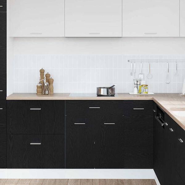 vidaXL Hangkast met lade Zwart Eiken 60 x 46 x 81,5 cm Bewerkt hout