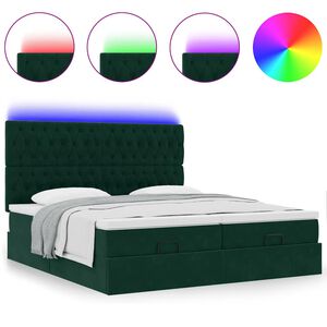 vidaXL Ottoman bed met matrassen en LED's 180x200cm fluweel