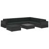 vidaXL 8-delige Loungeset met kussens poly rattan zwart