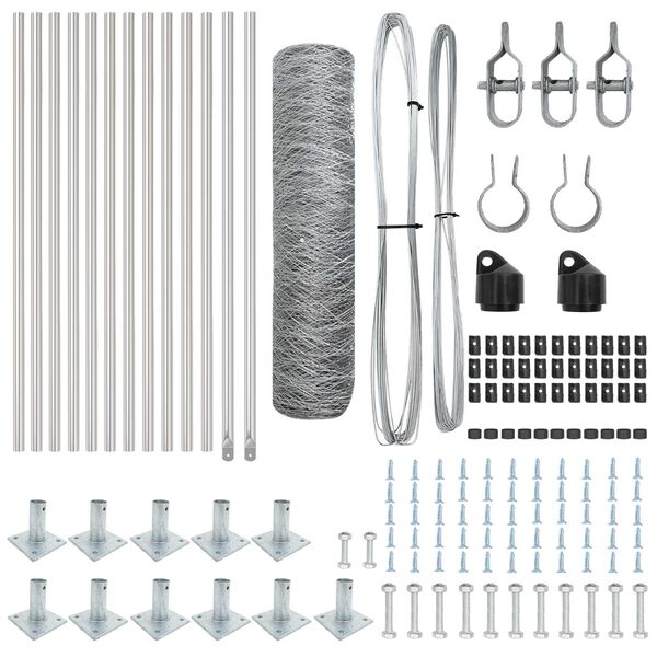 vidaXL Afrasteringspaal Zilver 25 x 0,6 m (50 mm gaas) Staal
