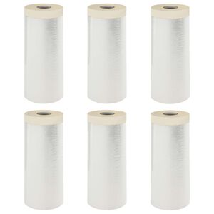 vidaXL Stofdoek met plakband 6 st Doorzichtig 140 x 3300 cm HDPE