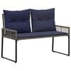 vidaXL Tuinbank met kussen 4 pcs Grijs en Marineblauw poly rattan