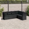 vidaXL 6-delige Loungeset met kussens poly rattan zwart