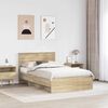 vidaXL Bedframe met hoofdeinde Sonoma Eiken 120 x 123 cm Bewerkt hout