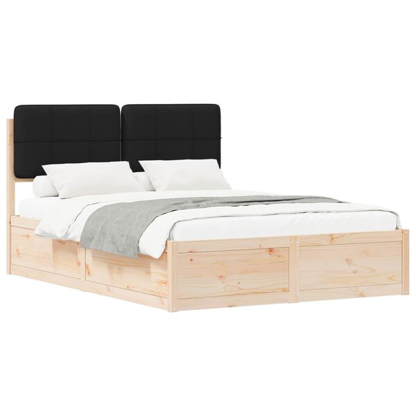 vidaXL Bedframe met Gevoerd Hoofdgedeelte Zwart 150 x 200 cm