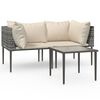 vidaXL 3-delige Loungeset met kussens poly rattan grijs