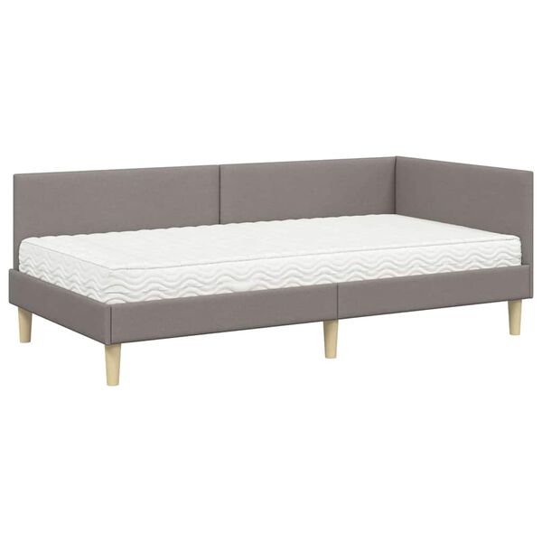 vidaXL Hoekbedframe met Matras Anders met hoofdeinde 2 pcs Taupe Stof