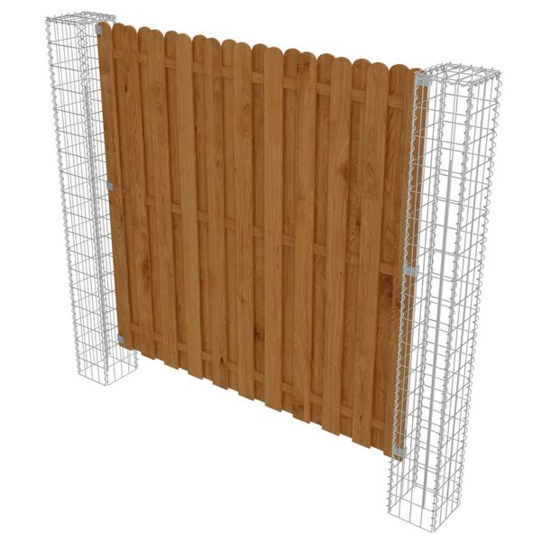 vidaXL Schuttingpaneel met gabion palen 180x180 cm grenenhout