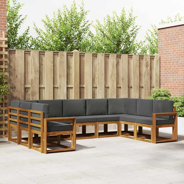 vidaXL Buiten bankenset met kussen 9 pcs Natuurlijk en Antraciet