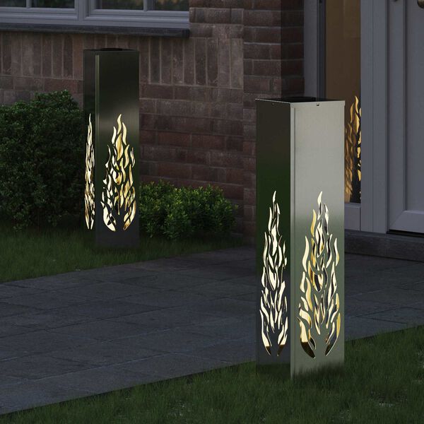 vidaXL Solar LED Pad Licht 2 pcs Zilver Gegalvaniseerd staal