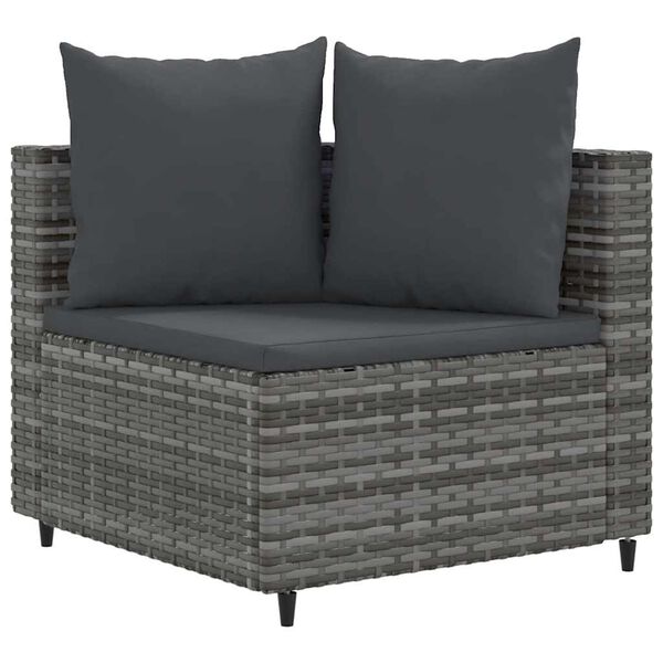 vidaXL 7-delige Loungeset met kussens poly rattan grijs