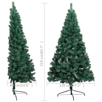 vidaXL Kunstkerstboom met LED's en standaard half 210 cm PVC groen