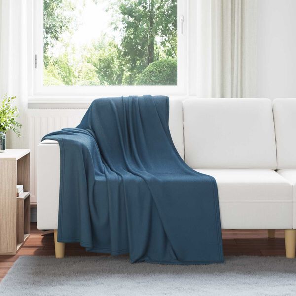 vidaXL Gooi Deken Marineblauw 170 x 130 cm Fleece