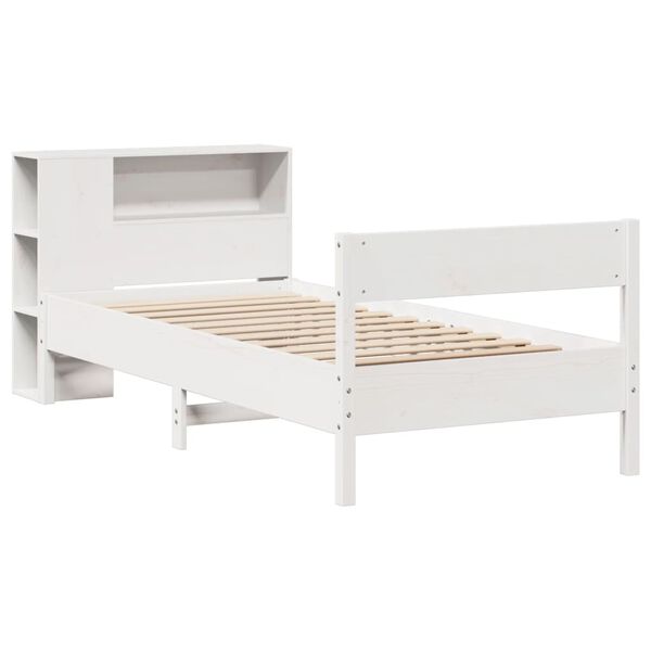 vidaXL Bed met boekenkast zonder matras grenenhout wit 90x190 cm
