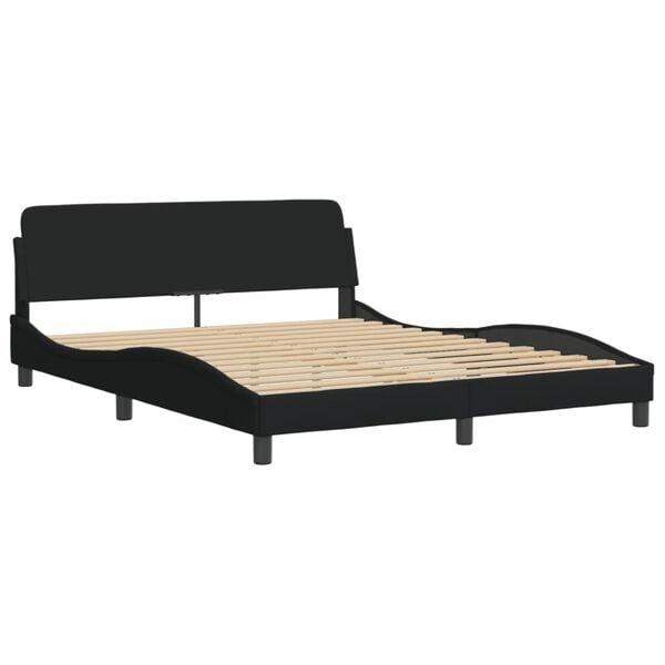 vidaXL Bed met matras "Dover" stof zwart 160x200 cm