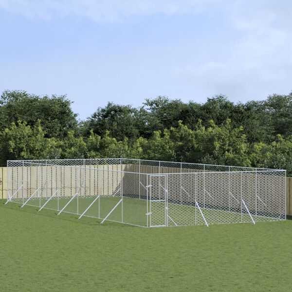 vidaXL Hondenkennel voor buiten 6x14x2 m gegalvaniseerd staal zilver