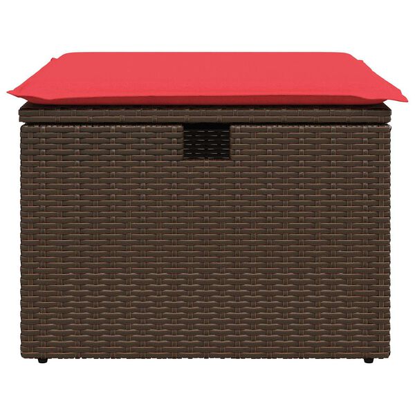 vidaXL Tuinkruk met kussen 55x55x37 cm poly rattan bruin