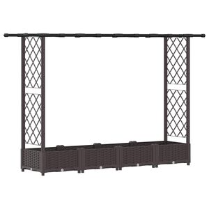 vidaXL Verhoogd Bed met Trellis en Dak Bruin 203 x 40 x 123 cm PP