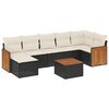 vidaXL 8-delige Loungeset met kussens poly rattan zwart