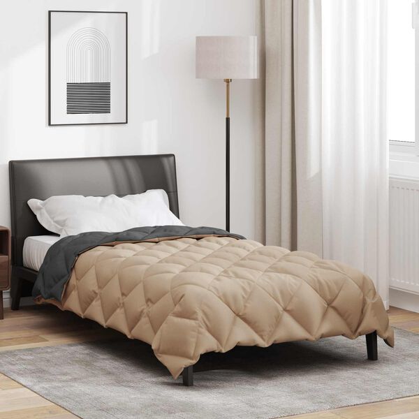 vidaXL Winter Dekbed Antraciet en Taupe 220 x 140 cm Microfiber