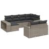 vidaXL 10-delige Loungeset met kussens poly rattan grijs