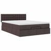 vidaXL Bed poef met matras en LED's 140x190 cm stof donkerbruin