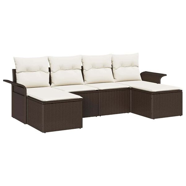 vidaXL Tuin Sofa Set met opslag 6 pcs Bruin poly rattan