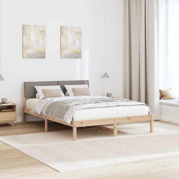 vidaXL Bedframe Bruin en taupe 150 x 200 cm Massief grenenhout
