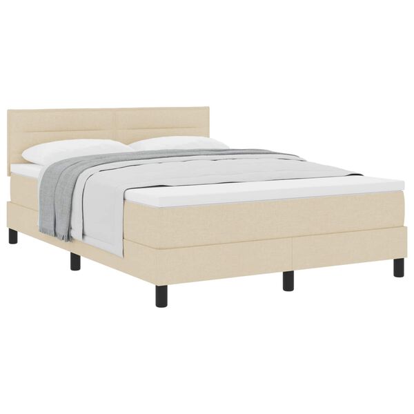 vidaXL Boxspringbed met matras met hoofdeinde Cr&egrave;me 140 x 200 cm Stof