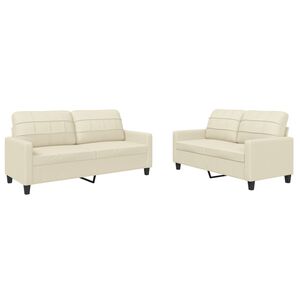 vidaXL 2-delige Loungeset met kussens kunstleer cr&egrave;me