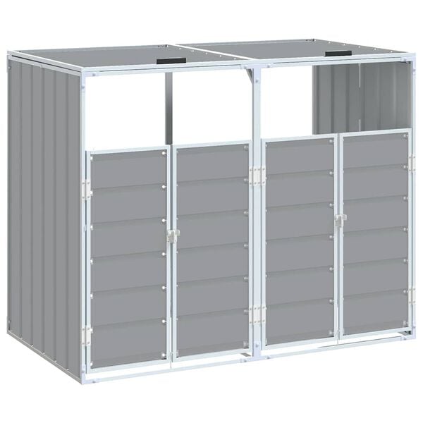 vidaXL Containerberging voor 2 containers 144x81x113 cm staal grijs
