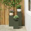 vidaXL Plantenstandaard 3 pcs Olijfgroen Staal