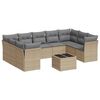 vidaXL 10-delige Loungeset met kussens poly rattan beige