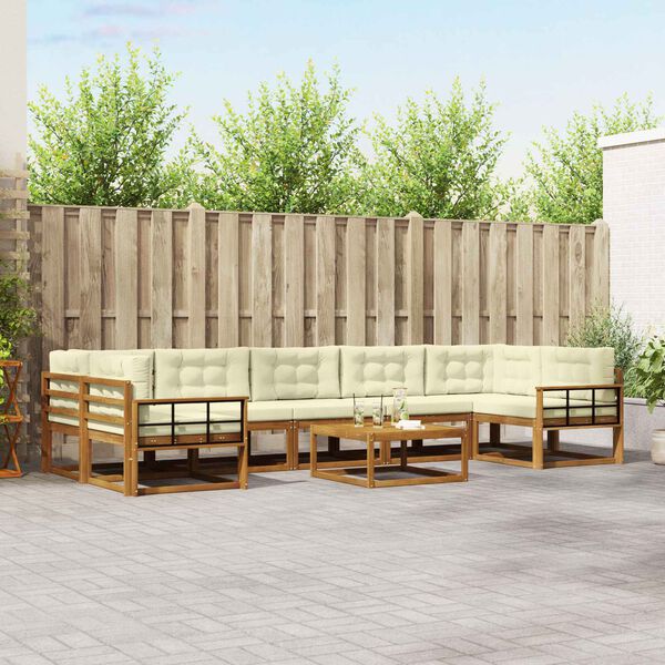 vidaXL Buiten bankenset met kussen 8 pcs Natuurlijk en Cr&egrave;me
