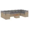 vidaXL 11-delige Tuinset met kussens poly rattan beige