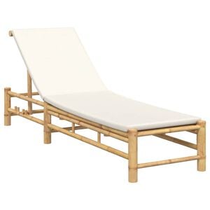 vidaXL Ligstoel met kussens 55x199x30 cm bamboe