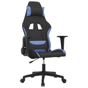 vidaXL Massage gamestoel stof zwart en blauw