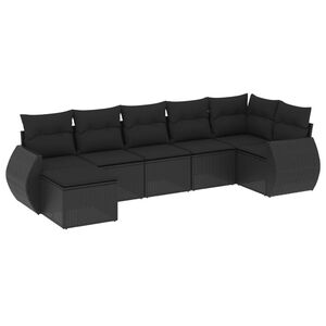 vidaXL 7-delige Loungeset met kussens poly rattan zwart