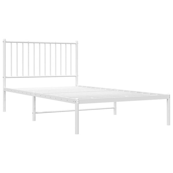vidaXL Bedframe met hoofdbord metaal wit 100x190 cm