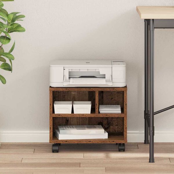 vidaXL Printerstand met opslag Oudhout 41 x 32 x 33.5 cm Bewerkt hout