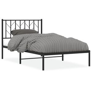 vidaXL Bedframe met hoofdbord metaal zwart 100x190 cm