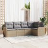 vidaXL Tuin Sofa Set Beige poly rattan