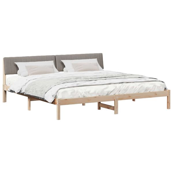 vidaXL Bedframe Bruin en taupe 200 x 200 cm Massief grenenhout