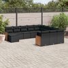 vidaXL 12-delige Loungeset met kussens poly rattan zwart