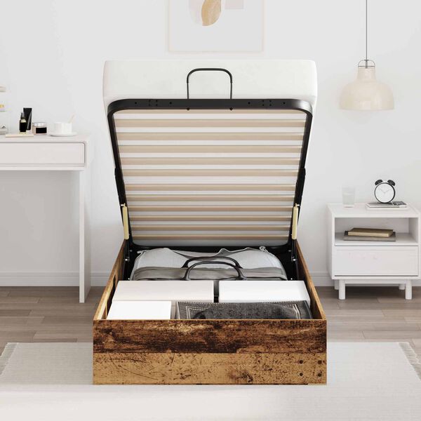 vidaXL Ottoman Bedframe Oudhout 75,5 x 190 cm Geconstrueerd hout