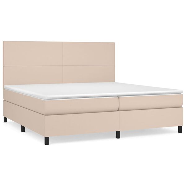 vidaXL Boxspring met matras kunstleer cappuccinokleurig 200x200 cm