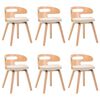vidaXL Eetkamerstoelen 6 st gebogen hout en kunstleer cr&egrave;me